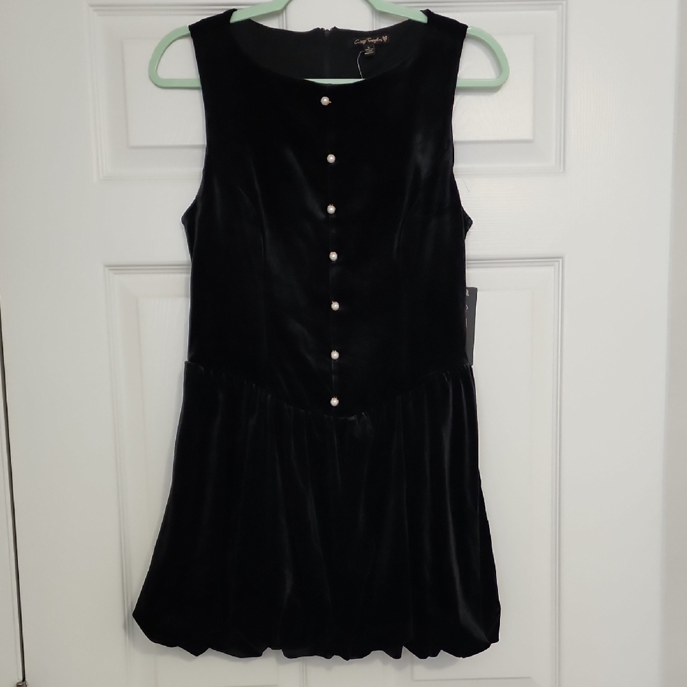 City Triangles Black Dress With Pearls
